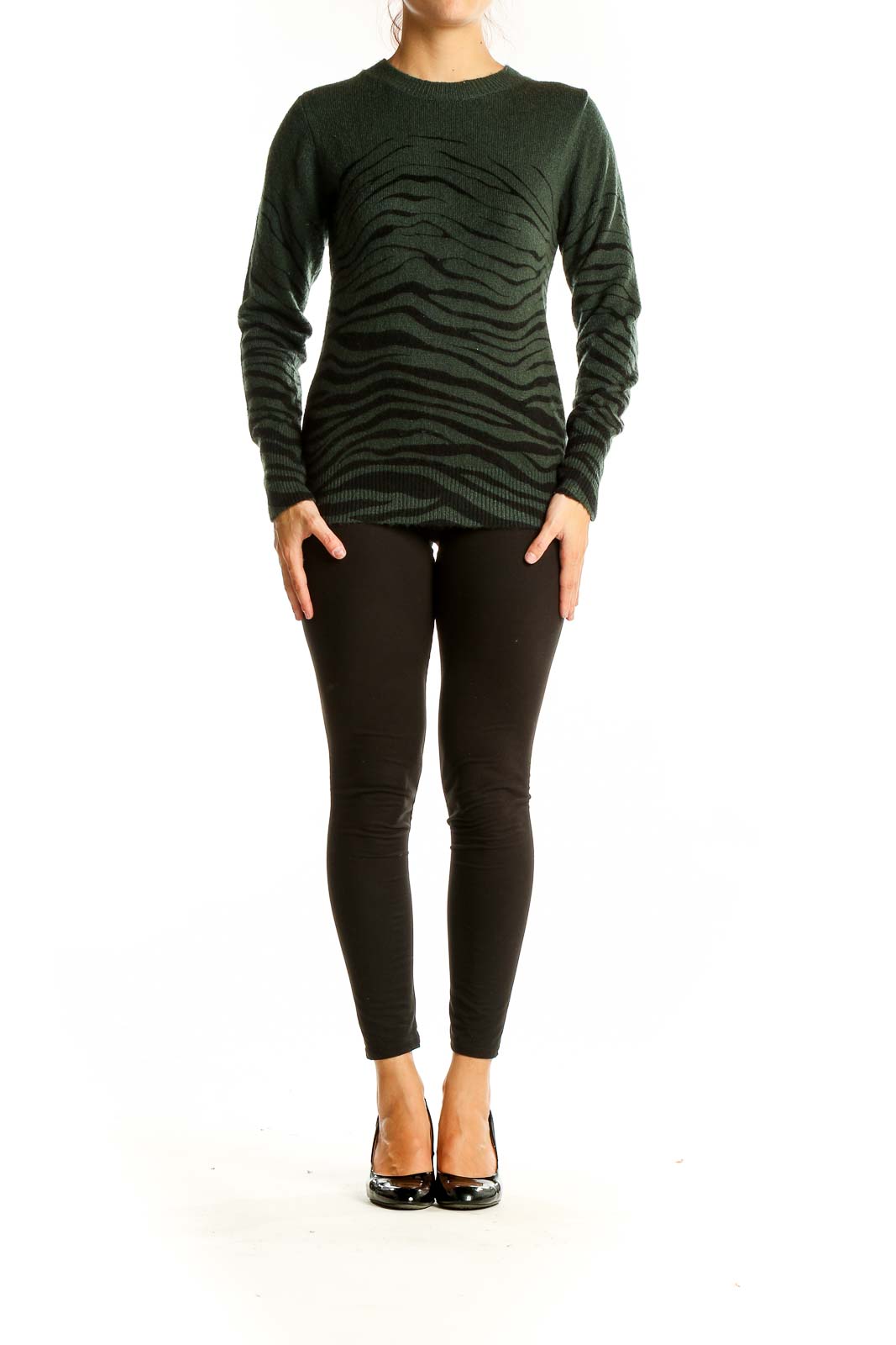 Green Black Zebra Sweater