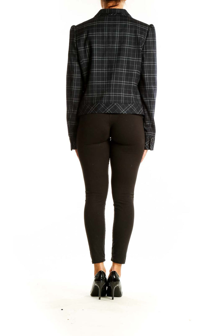 Black Plaid Cropped Blazer