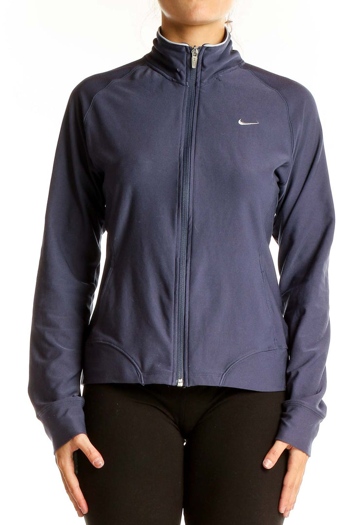 Front view of Navy Nike Performance Full-Zip Athletic Jacket