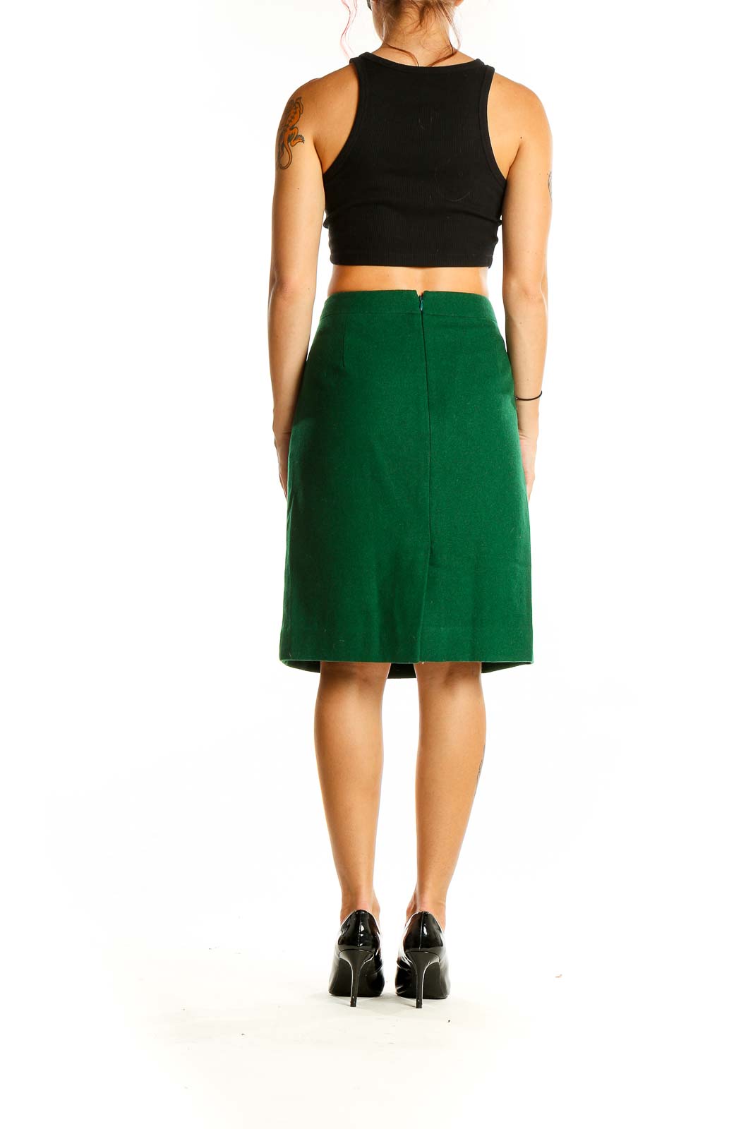 Green Knee Length Skirt