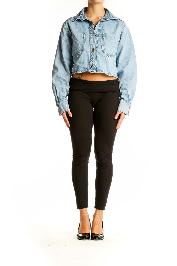 Blue Cropped Denim Jacket