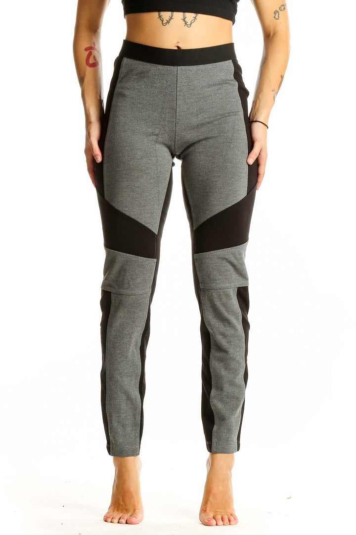 Gray Black Colorblock Leggings