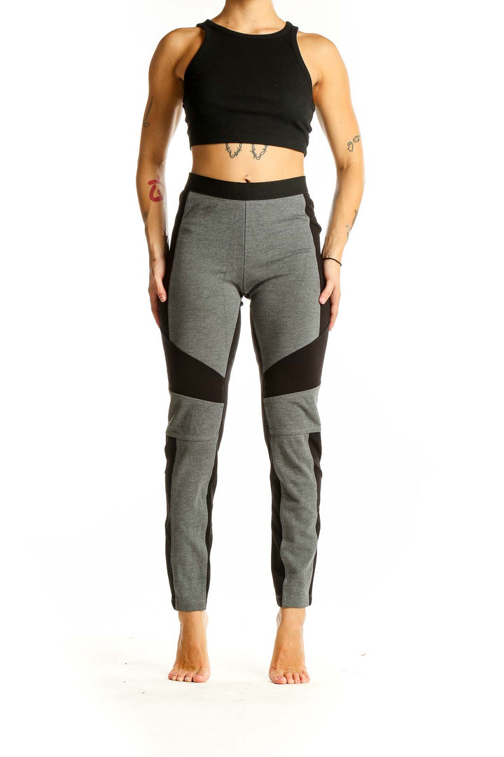 Gray Black Colorblock Leggings