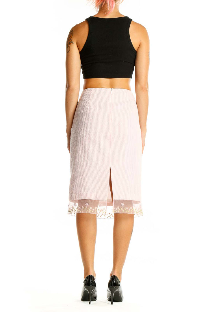 Pink Floral Lace Detail Skirt