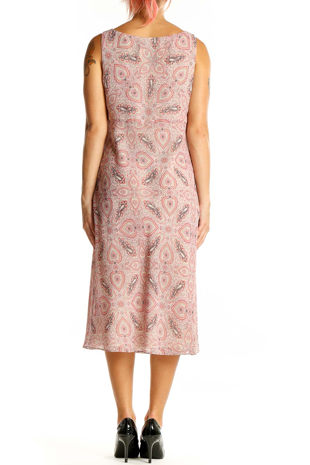 Back view of Ann Taylor pink paisley sleeveless midi dress