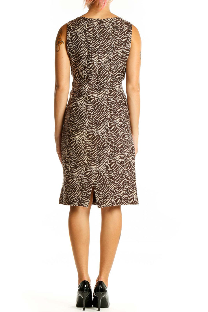 Back view of Ann Taylor brown zebra print sleeveless sheath dress with back slit