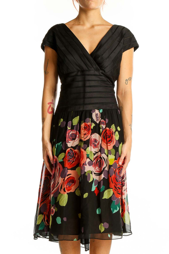 Black Special Occasion Floral Dress