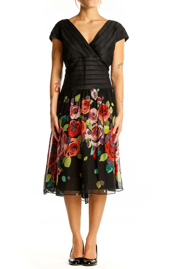 Black Special Occasion Floral Dress