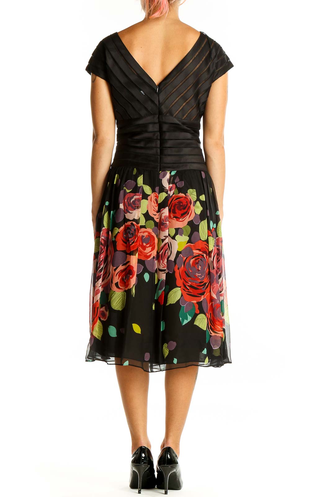 Black Special Occasion Floral Dress