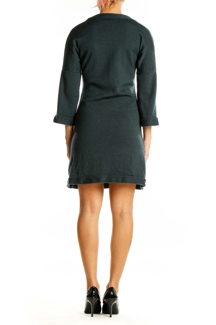 Back view of forest green Banana Republic Merino wool sweater dress