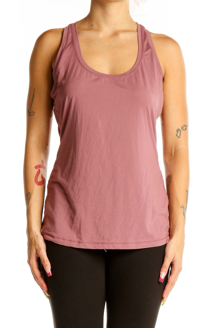 Front view of mauve Yogalicious racerback athletic tank top