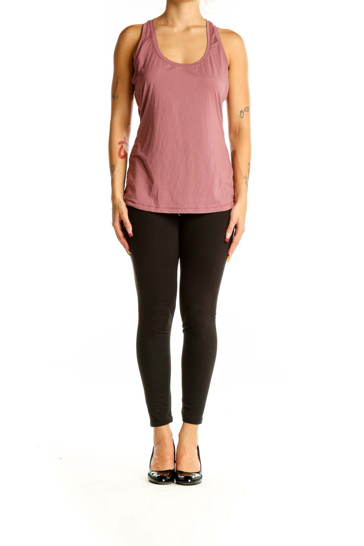 Front view of mauve Yogalicious racerback athletic tank top