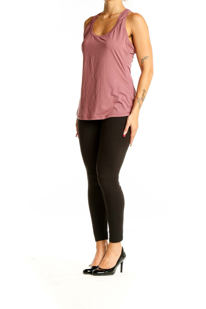 Front view of mauve Yogalicious racerback athletic tank top