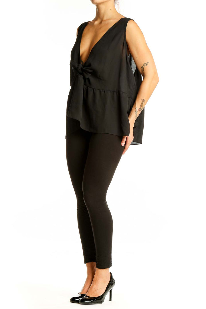 Black Plunge Neck Top