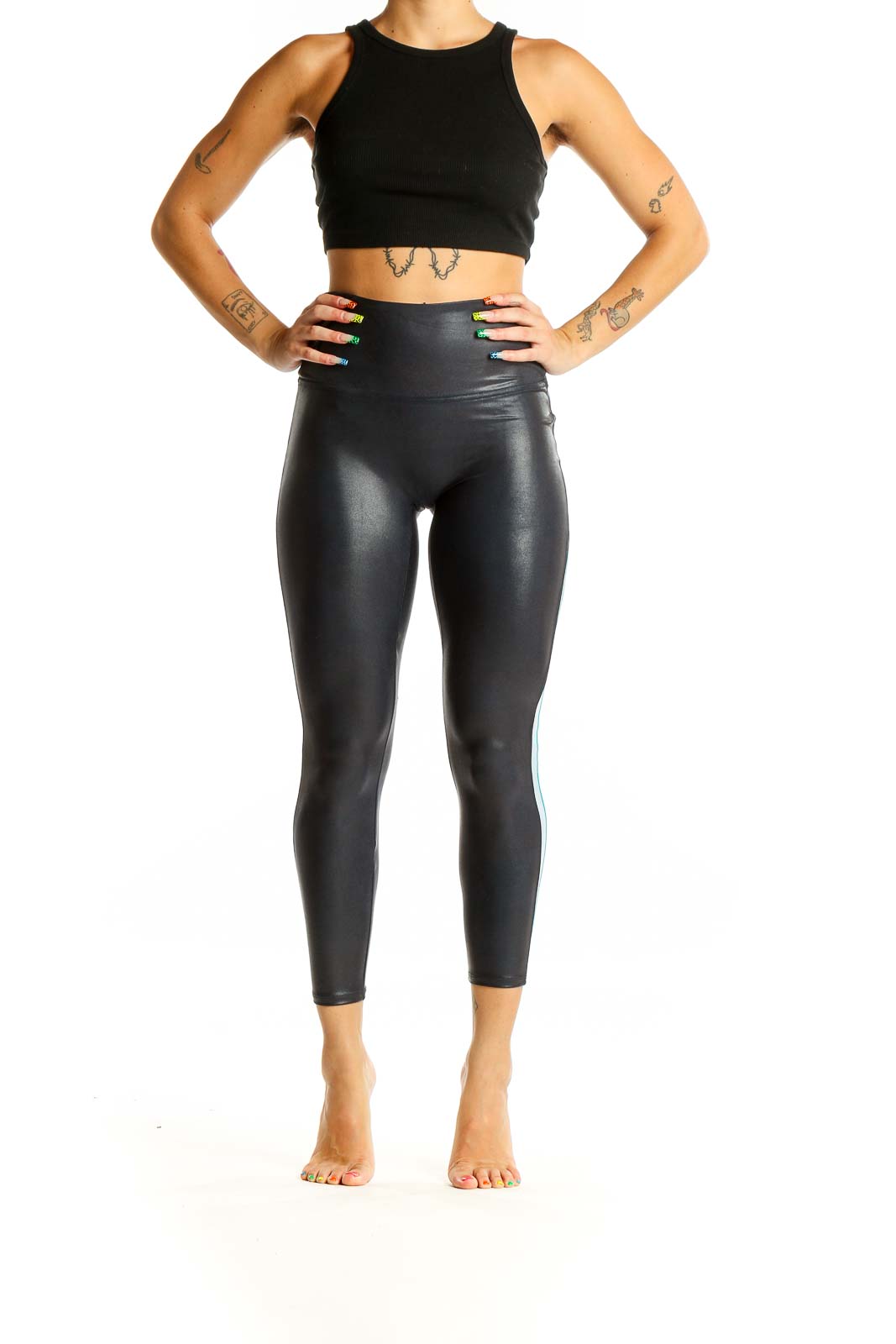 Black Blue Y2K Leggings