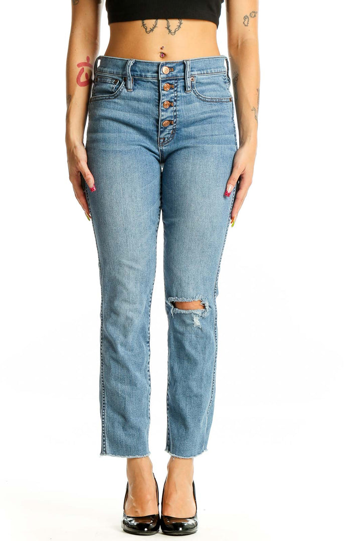 Blue High Waisted Light Rinse Jeans