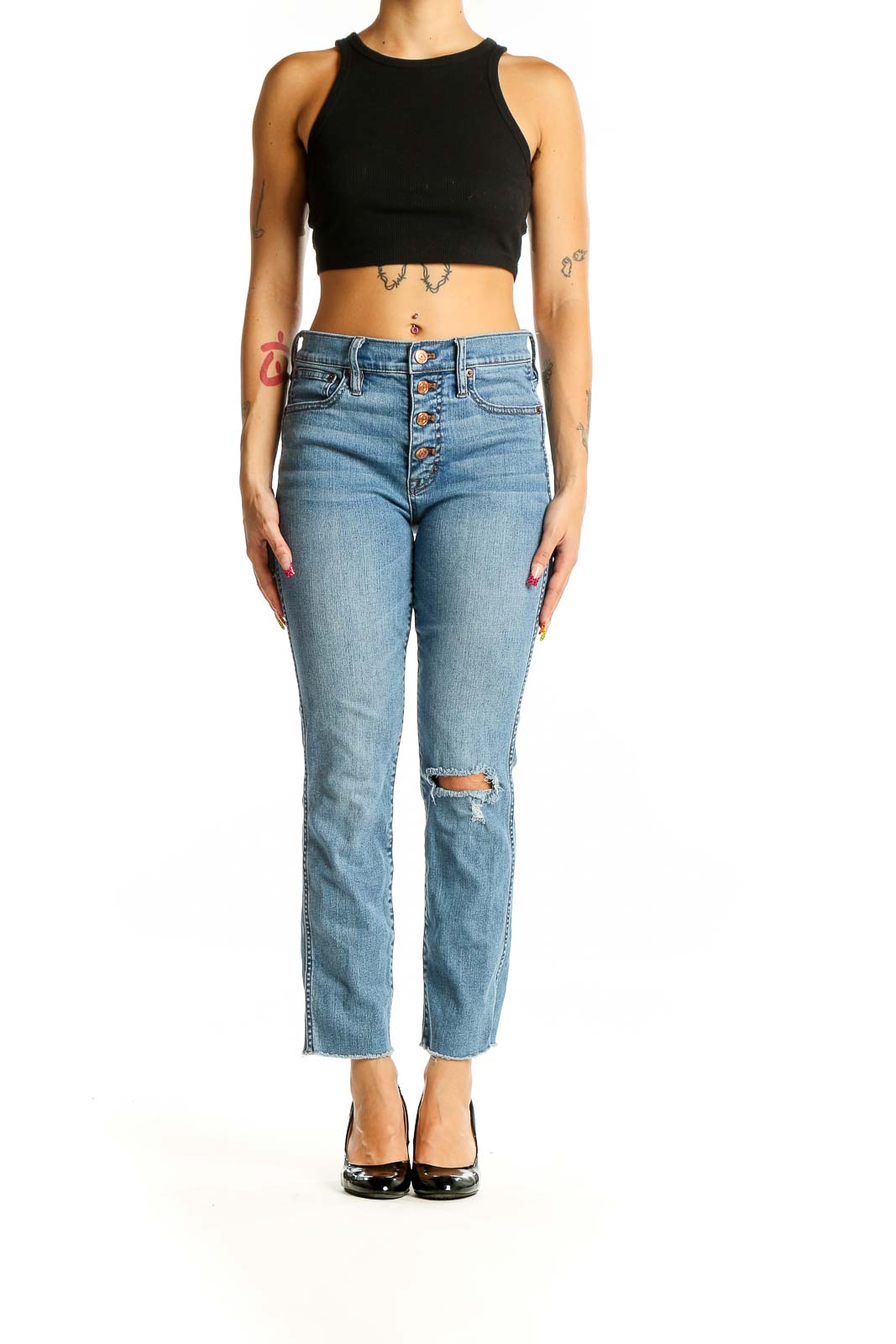 Blue High Waisted Light Rinse Jeans