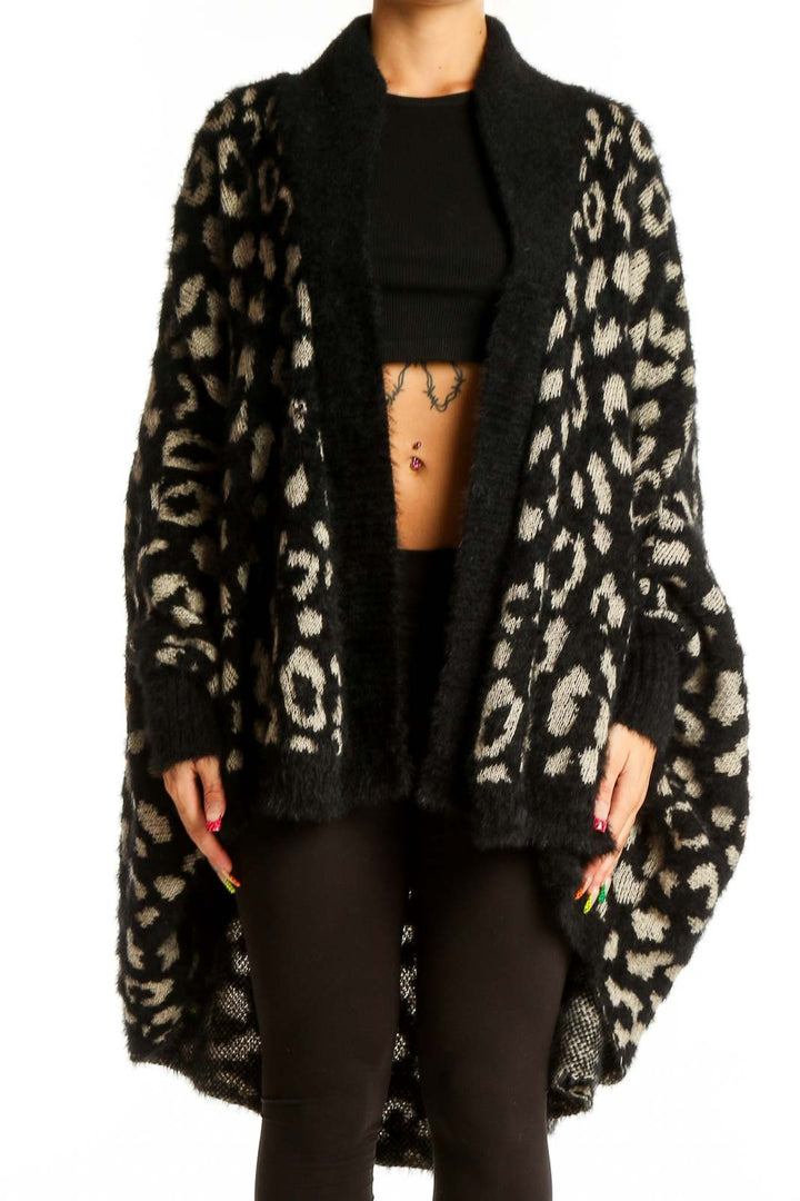 Black Animal Print Cardigan