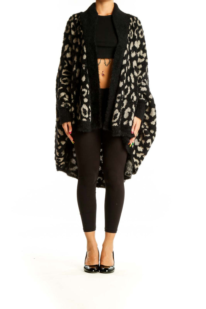 Black Animal Print Cardigan