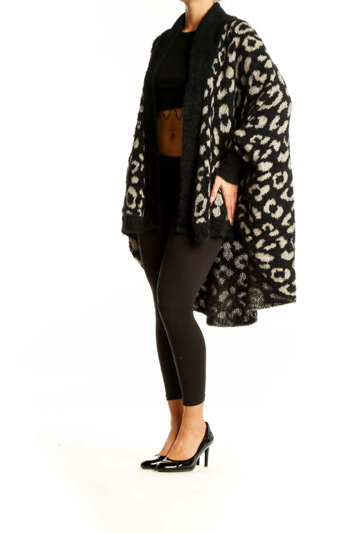 Black Animal Print Cardigan