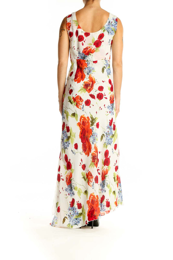 Back view of Tribal white floral maxi dress showing all-over floral print