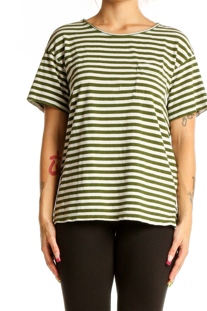 Green Beige Striped Top