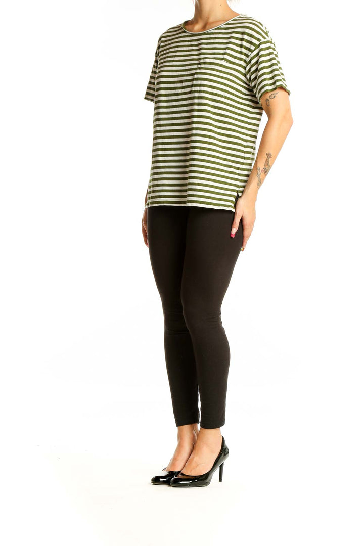 Green Beige Striped Top