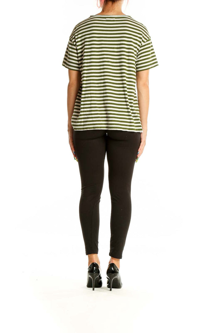 Green Beige Striped Top