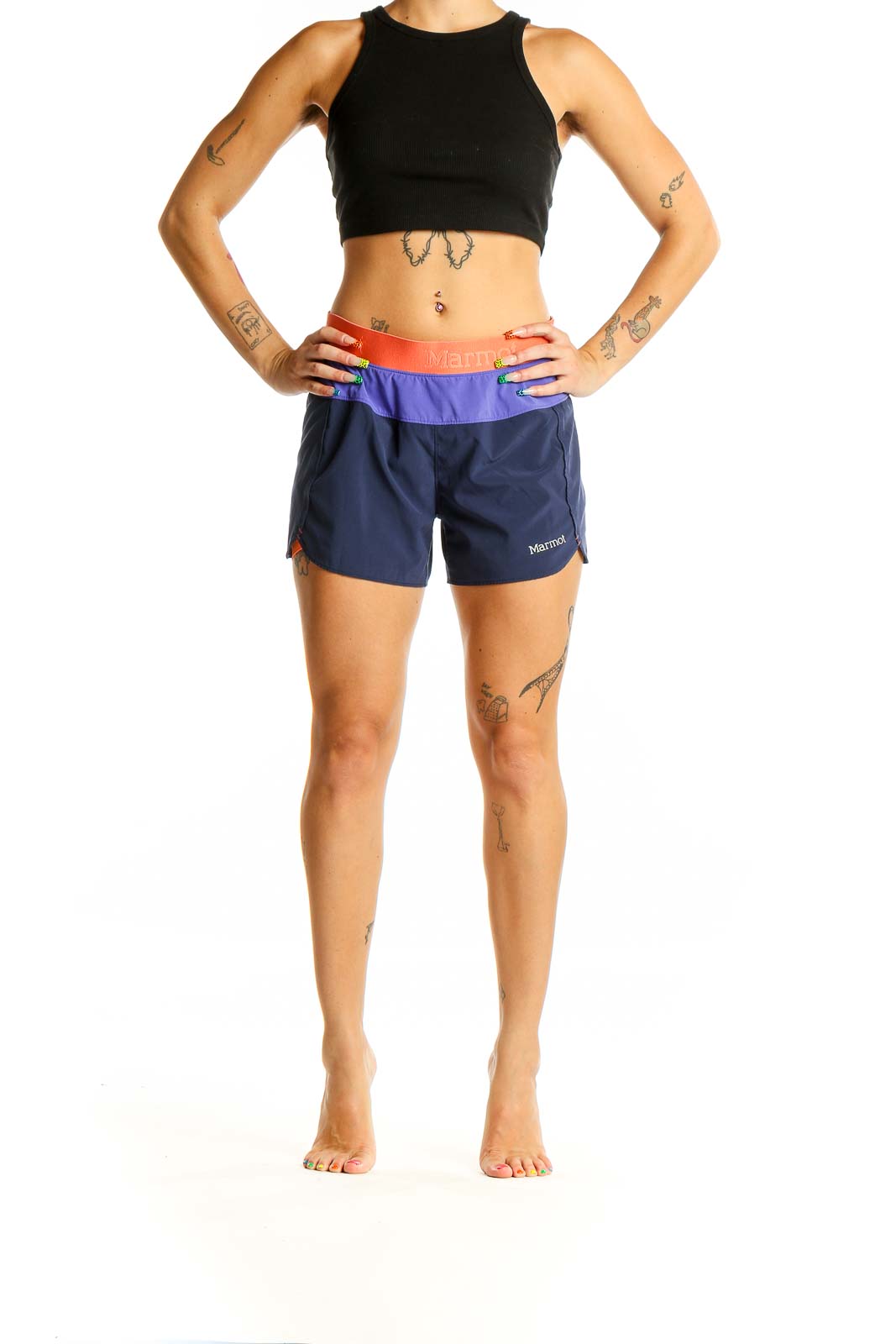 Blue Purple Orange Active Wear Shorts