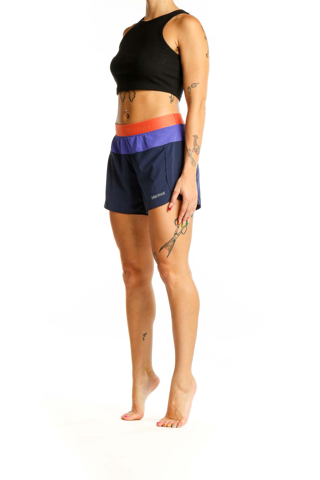 Blue Purple Orange Active Wear Shorts