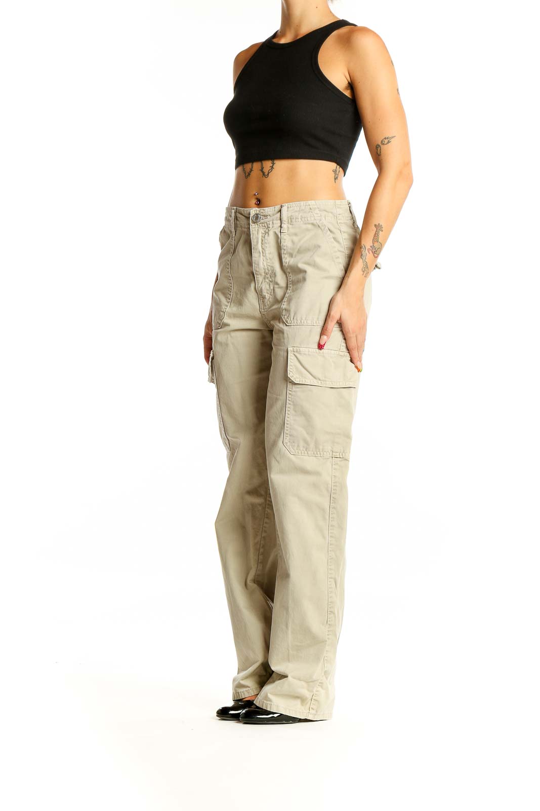 Beige Cargos Pants