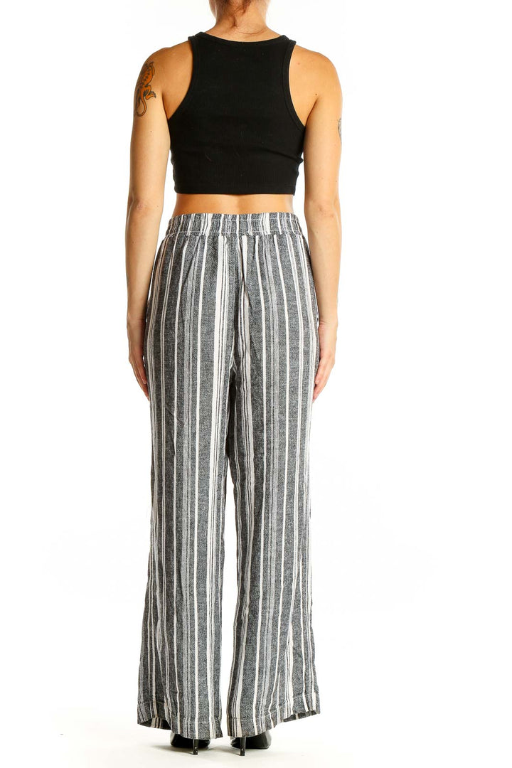 Gray Striped Wide Leg Pants