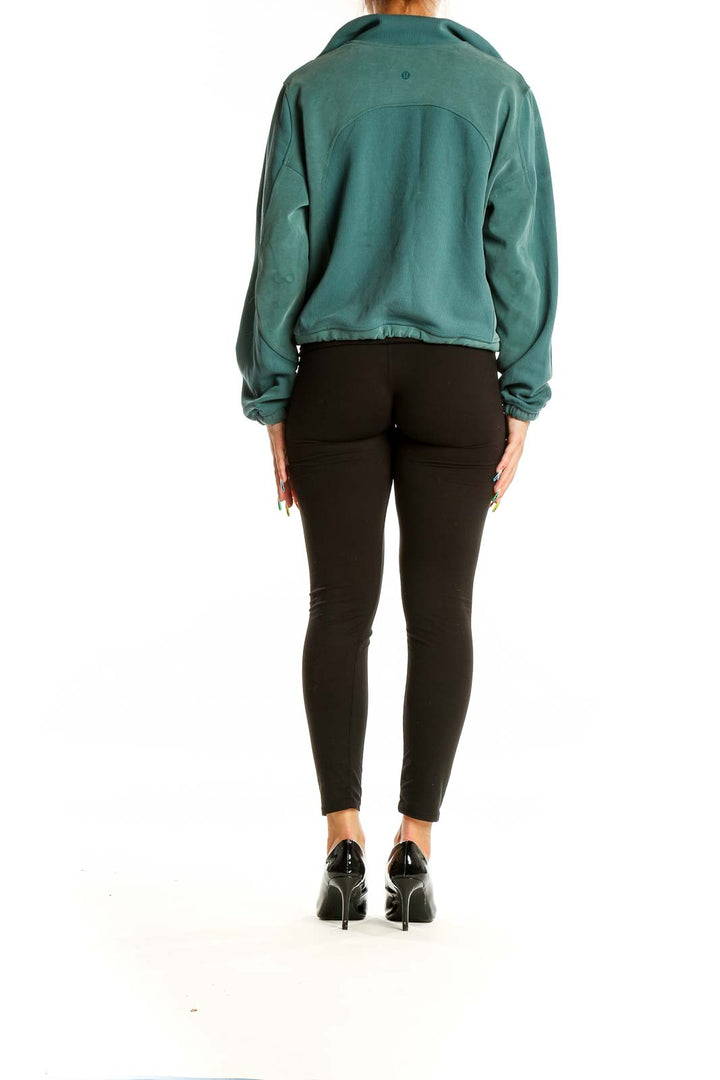 Green Colorblock Cropped Sweatshirt