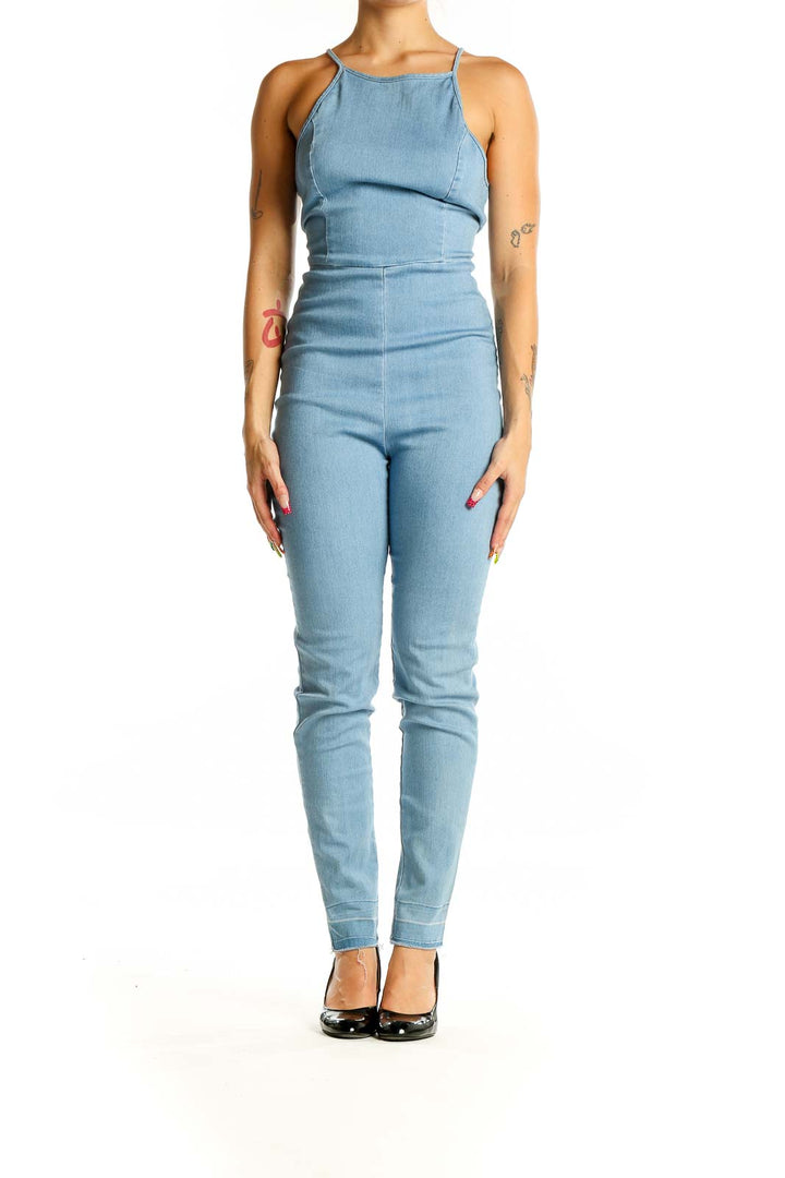 Blue Halter Top Jumpsuit