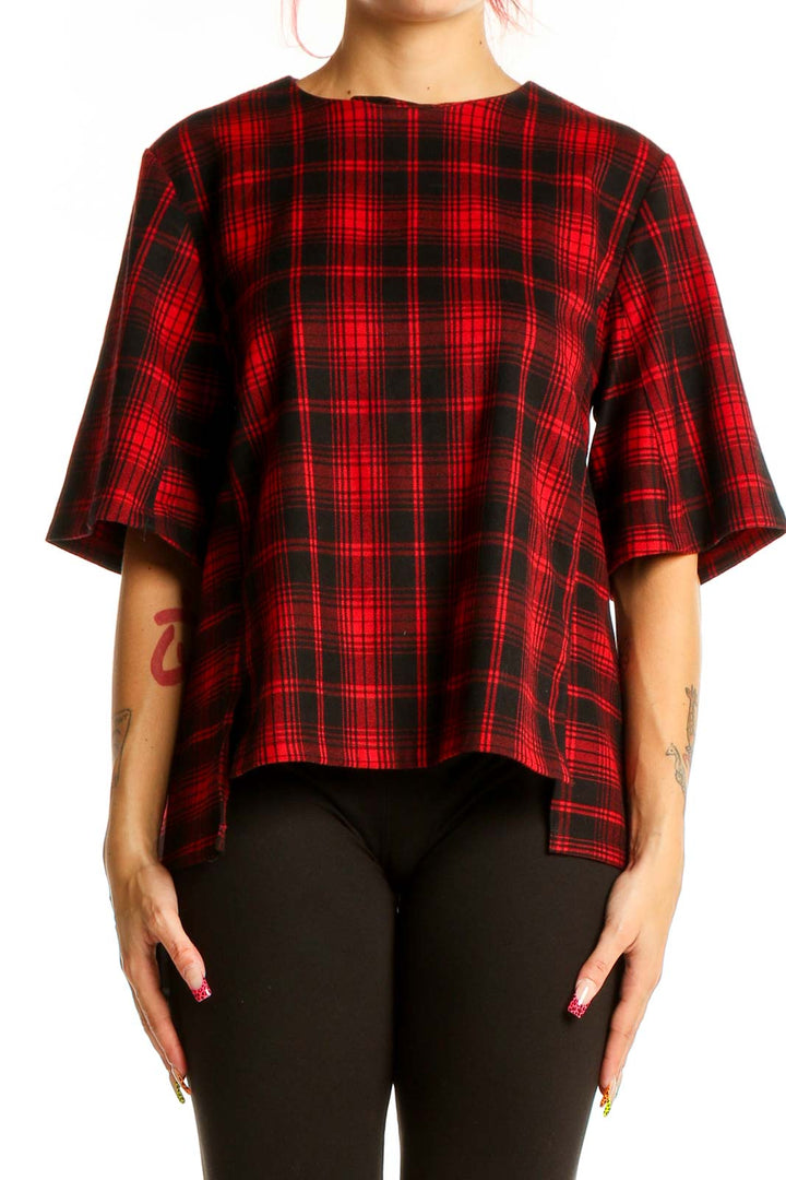 Black Red Plaid Blouse