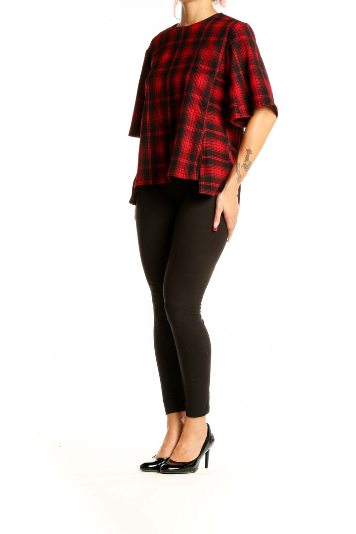 Black Red Plaid Blouse