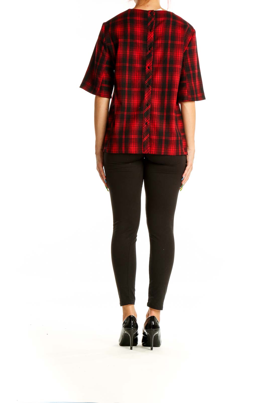 Black Red Plaid Blouse