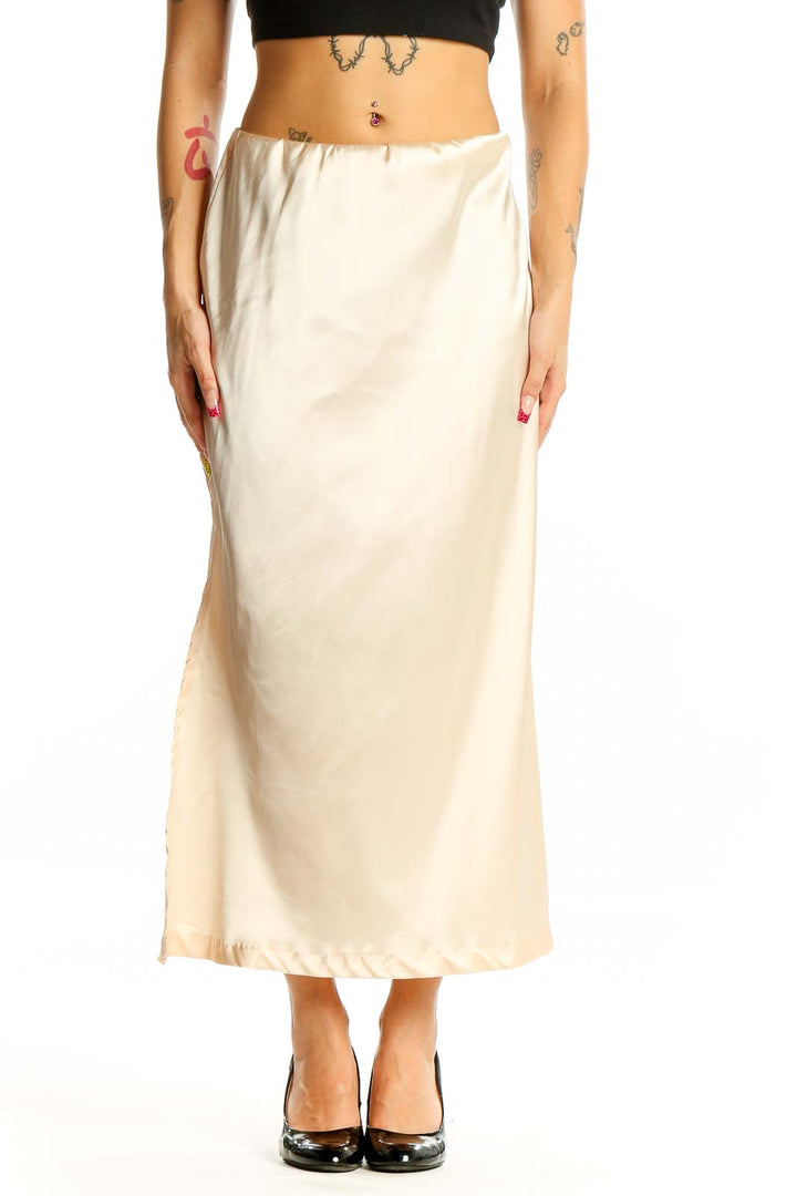 Cream Satin Maxi Skirt