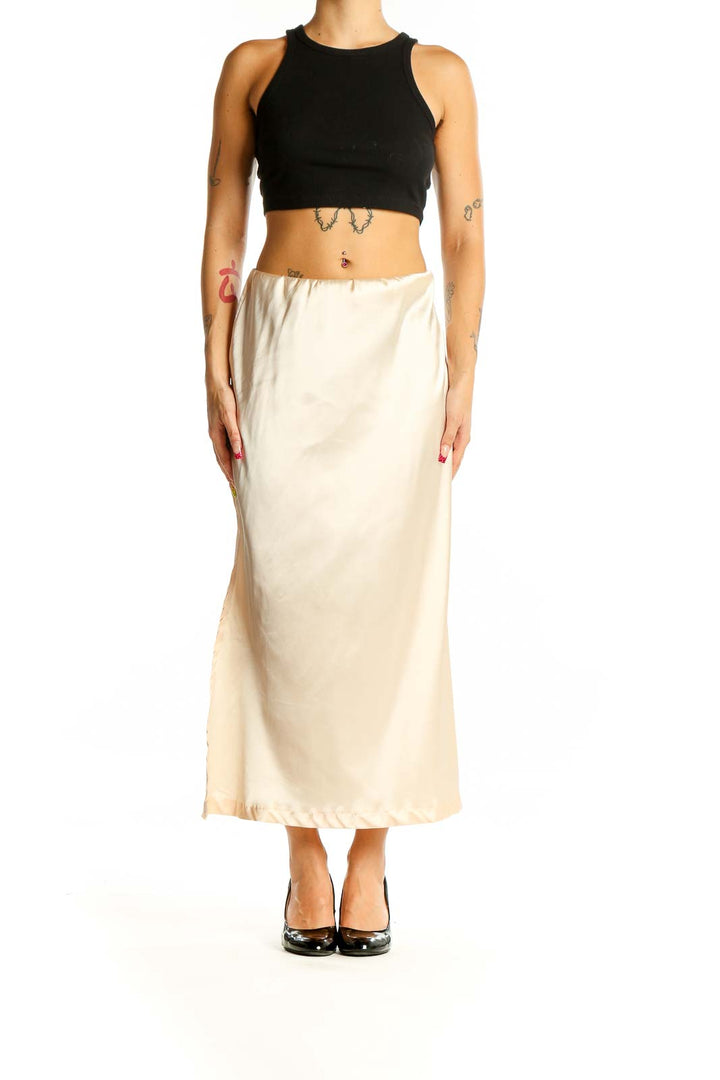 Cream Satin Maxi Skirt