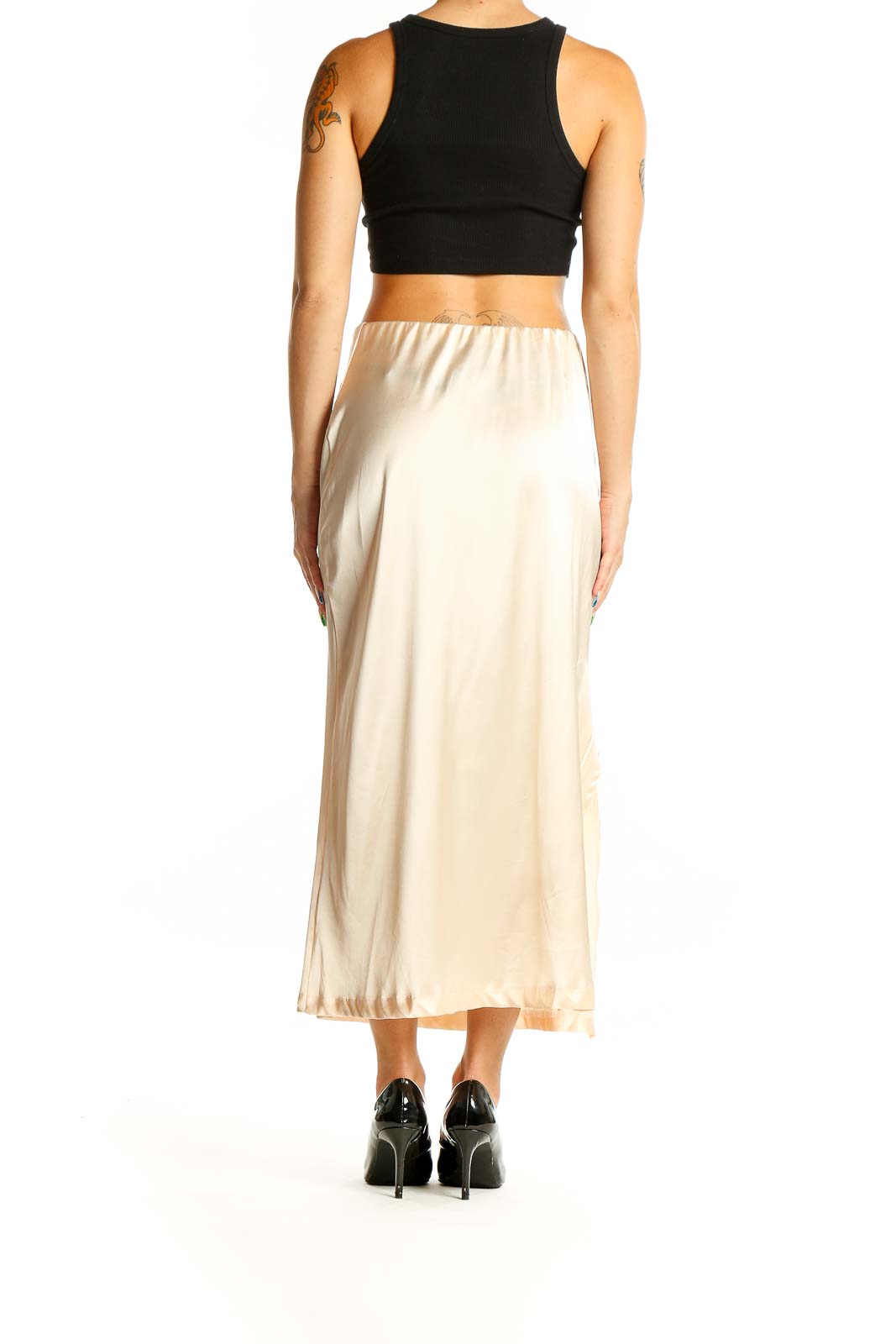 Cream Satin Maxi Skirt