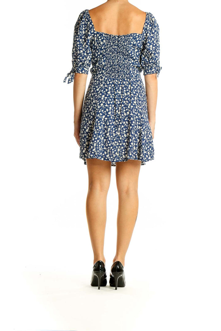 Blue White Floral Retro Dress