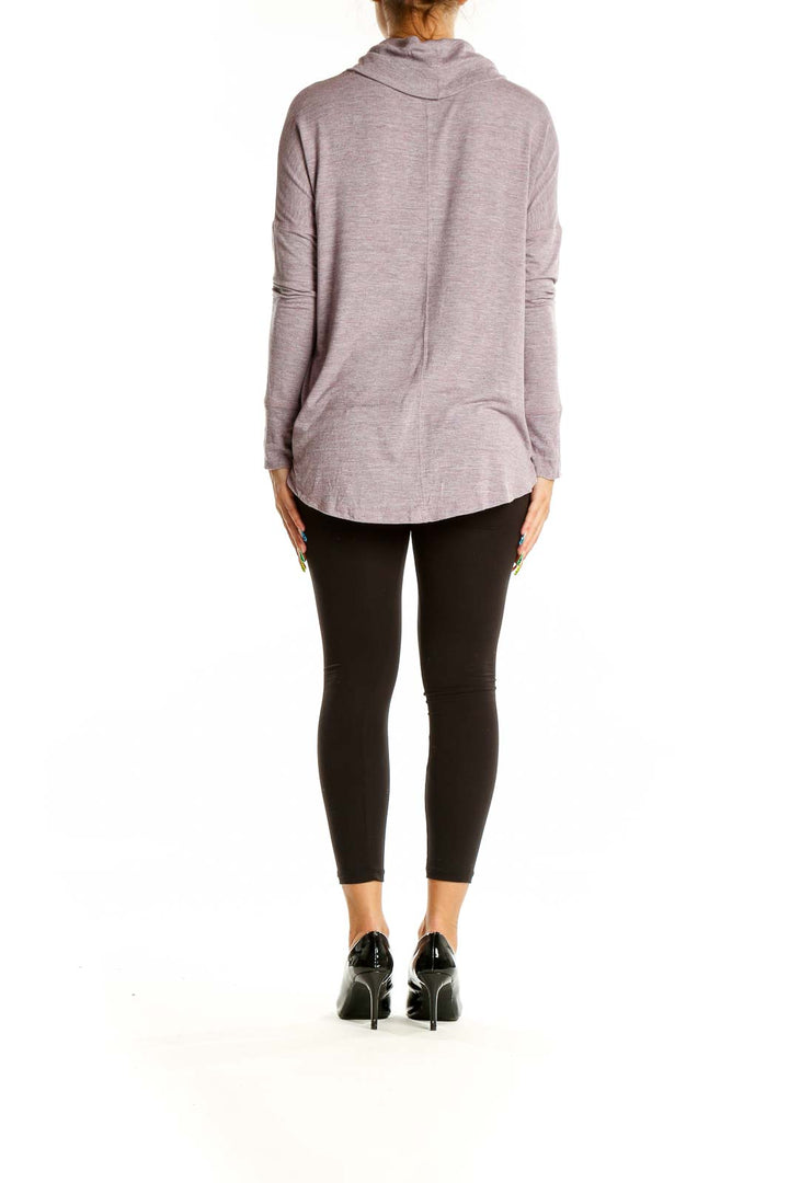 Back view of Rachel Zoe lavender cowl neck long sleeve top