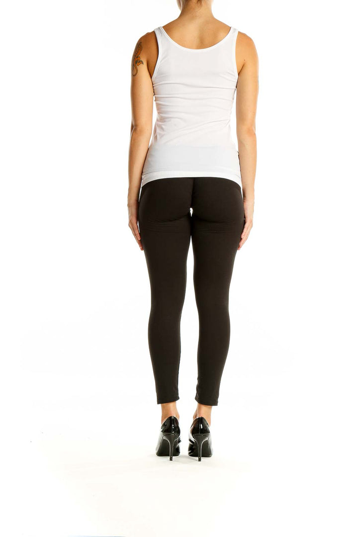 Back view of white ribbed Lululemon tank top with racerback design