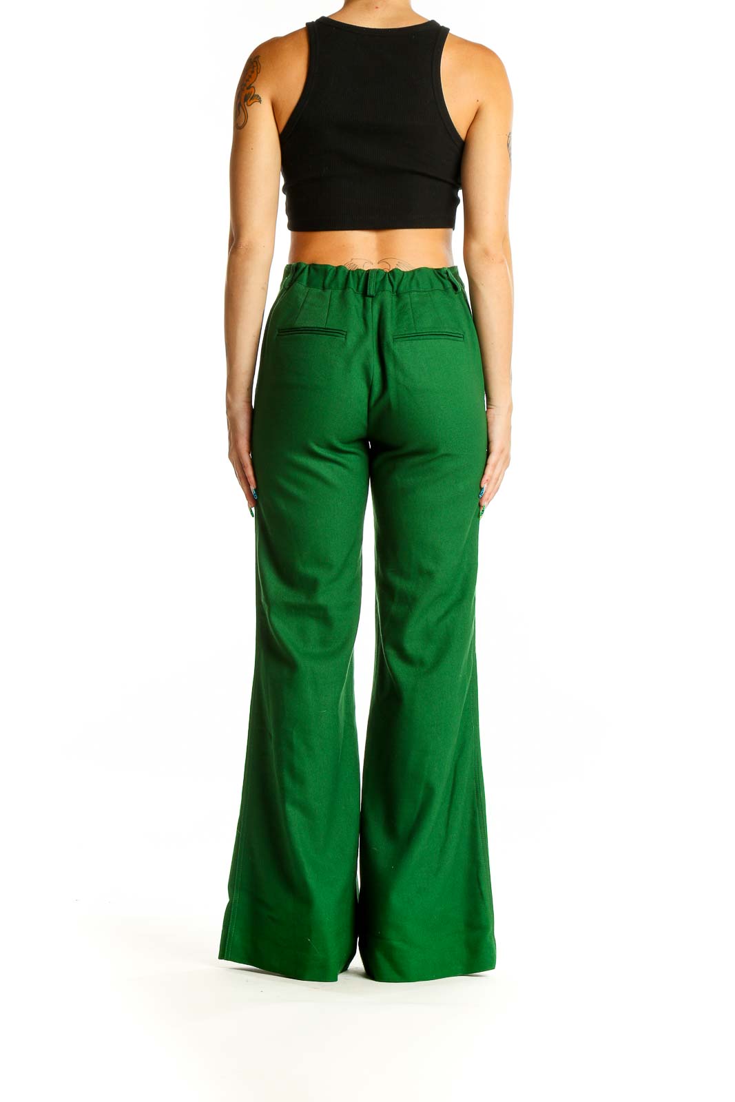 Green Retro Wide Leg Pants