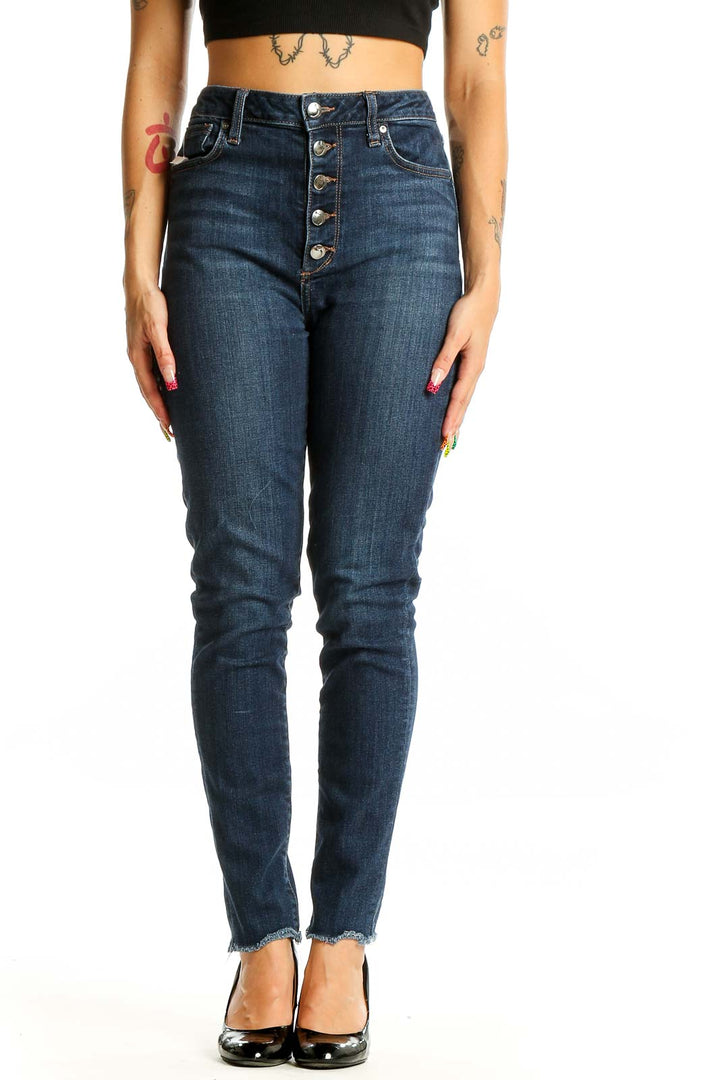 Blue High Waisted Dark Rinse Jeans