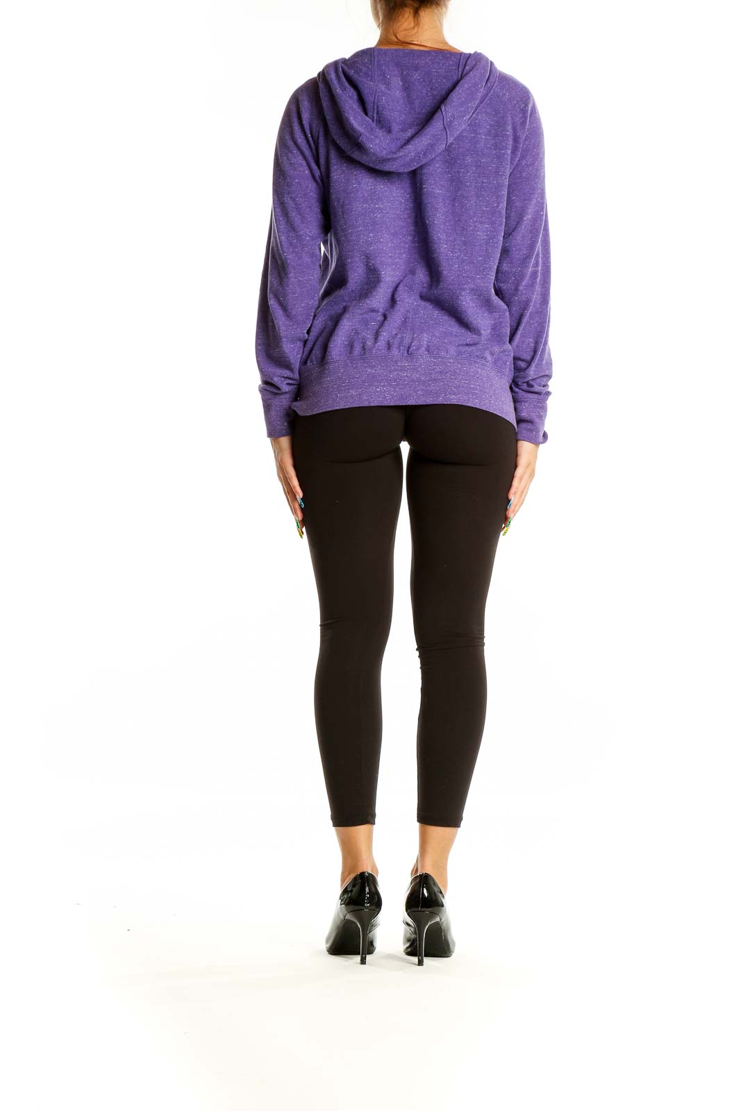 Back view of purple Nike zip-up hoodie showing relaxed fit