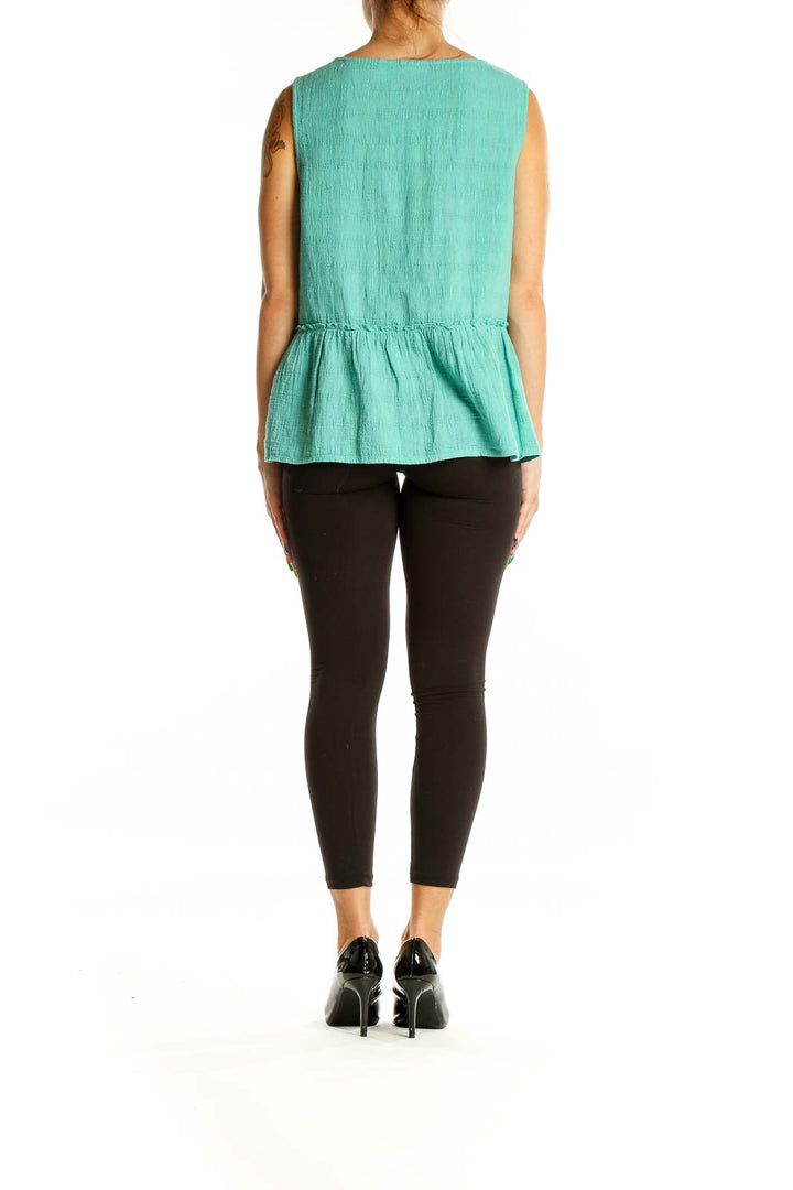 Back view of mint Sigrid Olsen peplum tank top