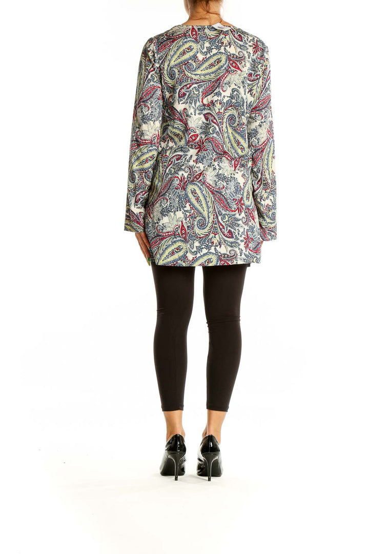 Back view of Lanidor multicolor paisley print tunic top