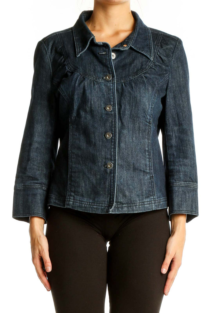 Navy Button Up Denim Jacket