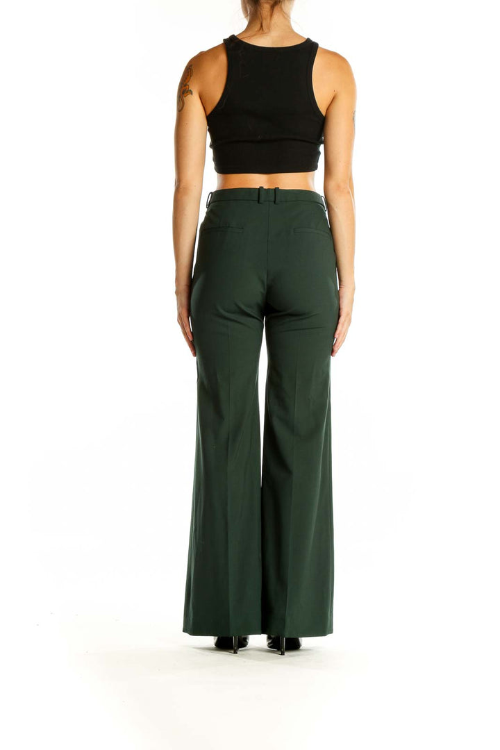 Green Wide Leg Wool Pants